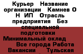 Курьер › Название организации ­ Камнев О.Н, ИП › Отрасль предприятия ­ Без специальной подготовки › Минимальный оклад ­ 30 000 - Все города Работа » Вакансии   . Тульская обл.